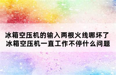 冰箱空压机的输入两根火线哪坏了 冰箱空压机一直工作不停什么问题